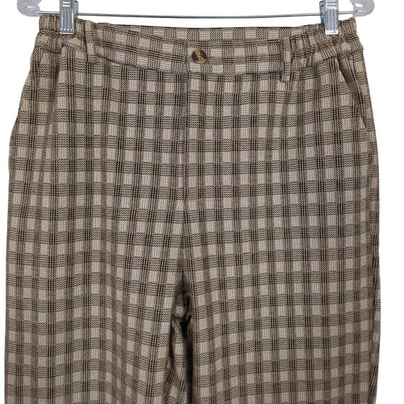 Willow & Root Women's Plaid Check Trouser Pant Size L Brown Black Tan career - Picture 4 of 15